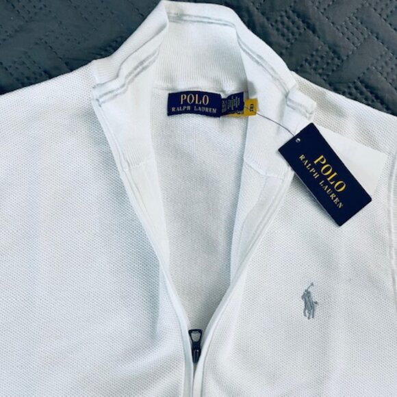 Polo Ralph Lauren Classic White Textured Zippered Sleeveless Sweater, XXL NWT - Picture 2 of 6